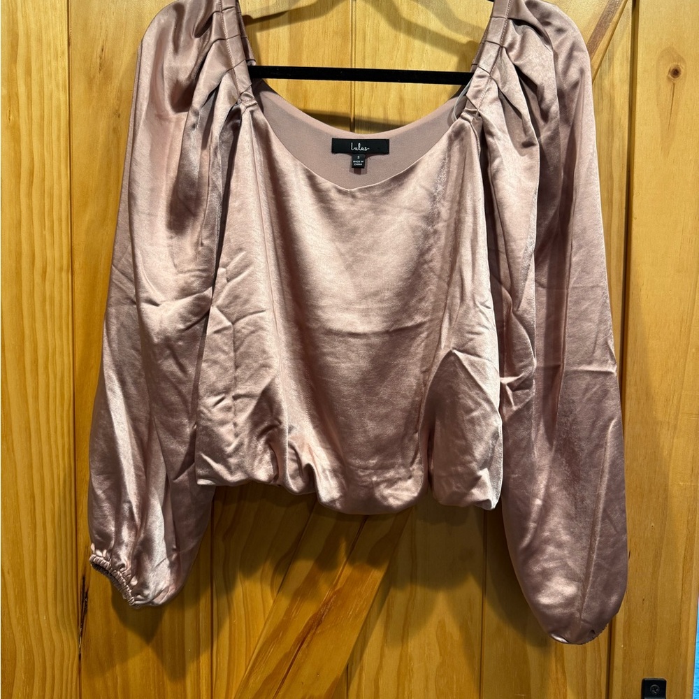 Lulu's Blush Satin Blouse